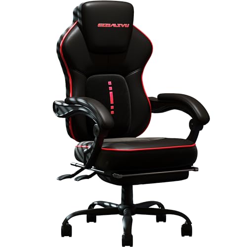 Ergonomic Office Chair with Adjustable Headrest and Footrest, High Back Computer Desk Chair with Linkage Armrests, Reclining Swivel Chair for Home Office, Executive Office Chair (273-Red) (Red)