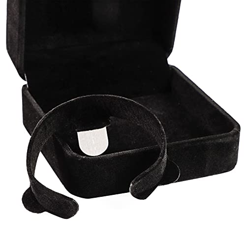 Square Velvet Jewelry Gift Box For Bracelets (Black, 3.5 X 3.5 X 1.9 In) #TOP5