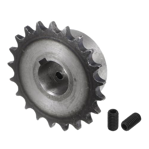 QUARKZMAN ISO/DIN 06B-1 Rollenkettenrad B-Typ, 20 mm Bohrung, 3/8 Teilung, A3-Stahl Einzelstrang-Rollenkettenrad gehärtet, 21 Zähne