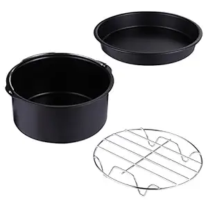 Hemoton 3pcs 6 inch Air Fryer Accessories Dishwasher Safe Nonstick Coating Deep Fryer Accessories Set
