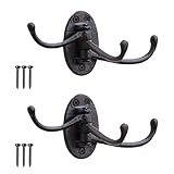 Zyuzles 2PCS Vintage Cast Iron wall Hooks Coat Rack Hooks Vintage Towel Hook Decorative wall Hook Decorative Hooks Heavy Duty Coat Hooks 3 Swing Arm Swivel Coat Hook (elliptic)