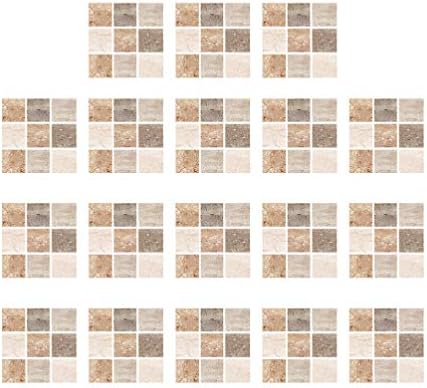 LIOOBO 18pcs Mosaic Tile Sticker Removable Self Adhesive Waterproof Anti Oil Backsplash Peel and Stick for Kitchen Bathroom
