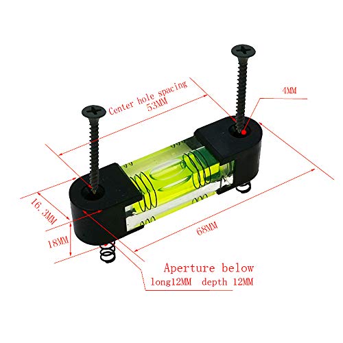 Installation Hole Whole Horizontal Bubble Level Ball Level Meter Horizontal Rule 68X18X16.3mm fittings screw (2pcs screw feed) - Thumbnail 2