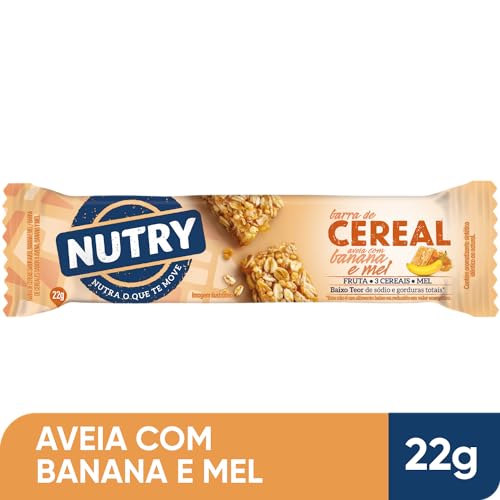Barra de Cereais Nutry Aveia com Banana e Mel 22g - Com 3 Cereais, Fruta e Mel