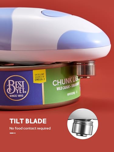 Reemix Elektrischer Dosenöffner, Batteriebetrieben, Einhandbedienung, Automatisch & Freihändig, Passt auf fast alle Dosen, Sicherer Schnitt ohne scharfe Kanten (Batterien nicht enthalten) (Blau Grau)