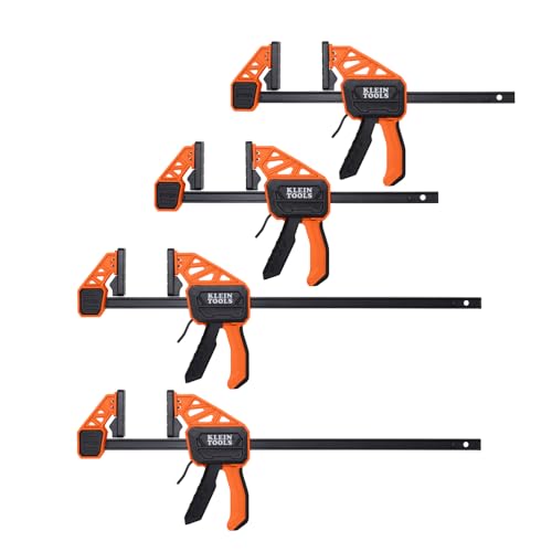Image of Klein Tools 47552 Speed-Klamp 6-Inch and 12-Inch, Clamp/Spreader 4-Pack, 150-Pound Clamping Force, One-Handed-Operation for Woodworking and Metal Projects