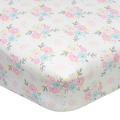 Image of Gerber Baby Boys Girls Neutral Newborn Infant Baby Toddler Nursery 100% Cotton Fitted Bedding Crib Sheet, Floral White, 28 inch x 52 inch