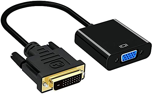 QIANRENON Adaptador DVI-D a VGA Dual Link 24+1 macho a hembra, cable de extensión de vídeo 1080p para conexión de sistemas DVI-D a monitor, negro, 25 cm