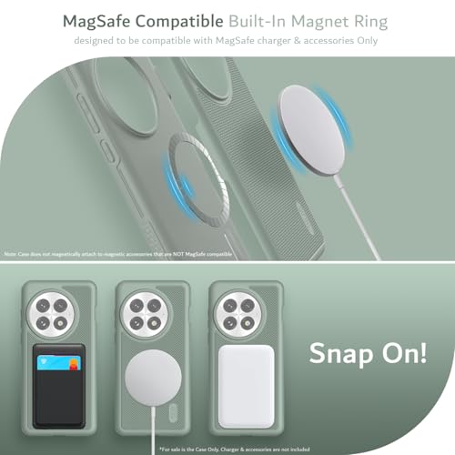 Image of TUDIA MergeGrip [Magsafe Compatible] for OnePlus 13 Back Cover 5G (2025) - [Military Grade Drop Tested] Dual Layer Shockproof Slim Heavy Duty Tough Phone Case - Green Lily