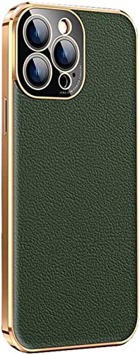 Coque de téléphone Apple iPhone 14 Pro Max cuir mince antichoc vert écran
