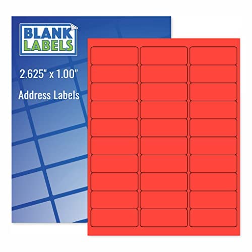 Blanks Labels Fluorescent Safety Red FBA & Mailing Labels from Blank Labels - 2-5/8