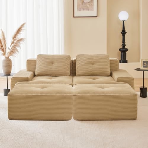 Image of Corduroy Modular Sectional Sofa, Oversized Cloud Couches for Living Room