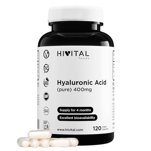 Ácido Hialurónico puro 400 mg | 120 cápsulas veganas (Suministro para 4 meses) | Alta dosis, concentración y biodisponibilidad que mantiene los cartílagos, articulaciones, huesos y piel sanos