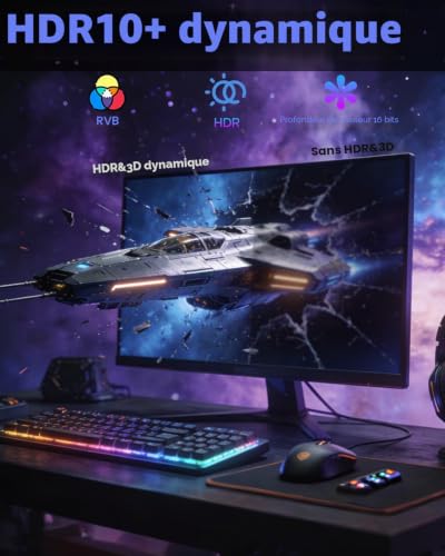 layajia Câble DisplayPort 2.1 16K 2M, Câble DP vers DP Supporte 16K@30Hz 8K@240Hz 4K@240Hz, 80Gbps, HDCP 2.3, HDR DSC 1.2a MST FreeSync G-Sync pour TV PC Carte Graphique Moniteur – vue 5