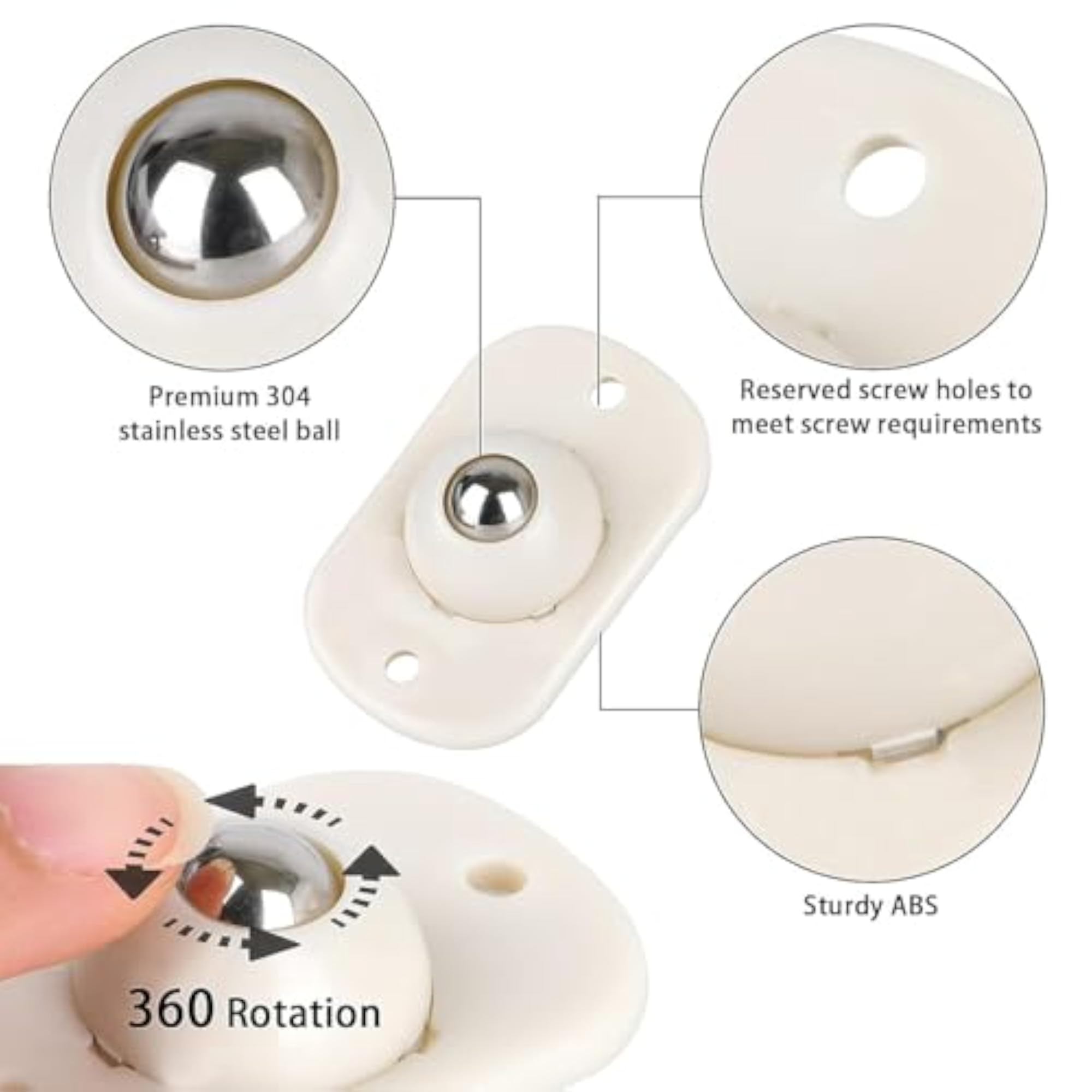 Universal Single Ball Bearing Swivel Casters for Decorative Boxes