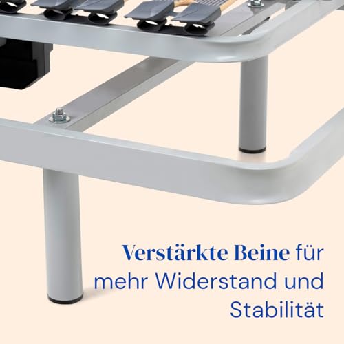 Geriafy - Elektrisch Verstellbarer Lattenrost Home Silver | 90x200 cm | Verstärkt und kompakt | Kabellose Fernbedienung