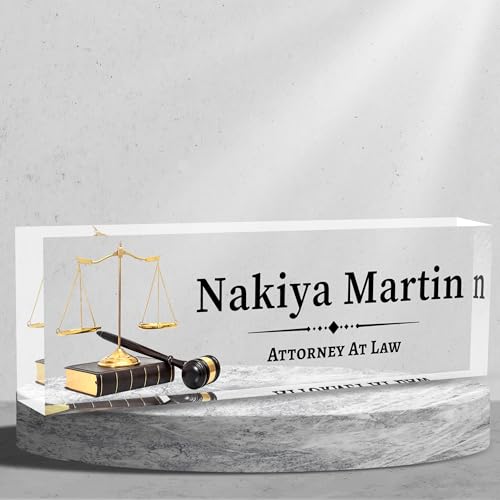 Personalized Name Plate for Desk Custom Acrylic Desk Name Plate Custom Employee Appreciation Gifts Office Gifts for Women, Men, Boss, Coworkers, Teacher, Nurse (Lawyer)