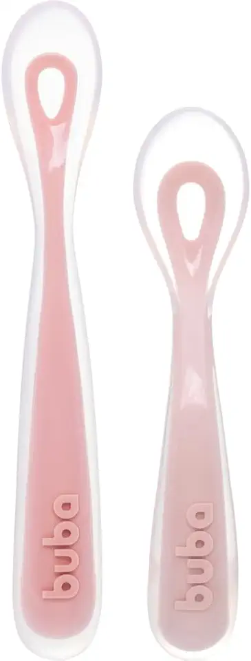 Buba, Kit 2 Colheres Em Silicone Fases 1 E 2 Rosa