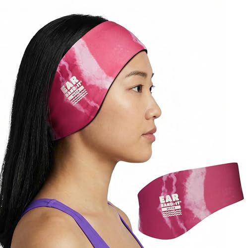 Ear Band-It Ultra - Diadema de natación (mantiene el agua fuera, sujeta los tapones para los oídos), recomendada por médicos, grande (edades de 8 a adultos), color rosa