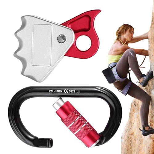 Dispositif de corde d'extérieur, dispositif de corde anti-chute d'escalade - dispositif de corde de sécurité à haute résistance de 15 KN avec verrouillage rapide de 24 KN - outils ergonomiques