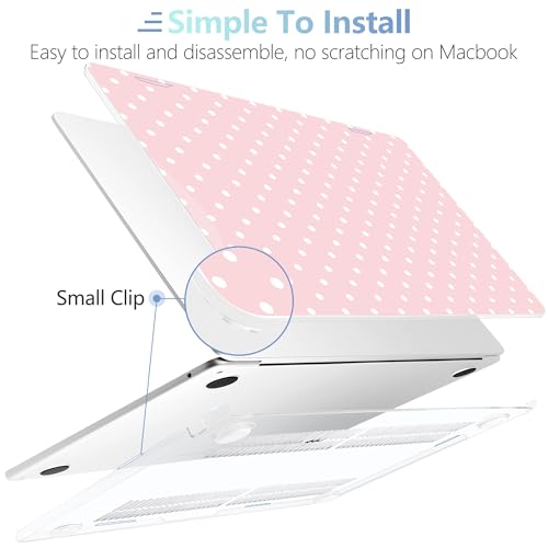 Image of MEEgoodo Case for M5 /M4 /M3 /M2 MacBook Air 13 inch 2026 2025 2024 2022, Fit Model A3449 /A3240 /A3113 /A2681, Case Compatible with MacBook Air 13.6-inch, Pink & Polka Dots