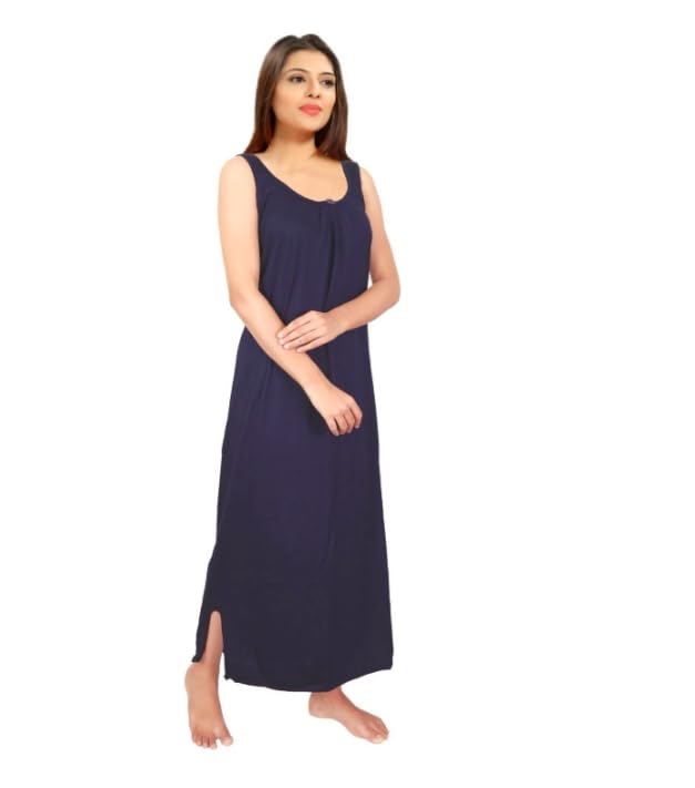 Image of Women's Sleeveless Maxi Night Dress, Spaghetti Strap Nighty, Comfortable Sleepwear Pack of 2