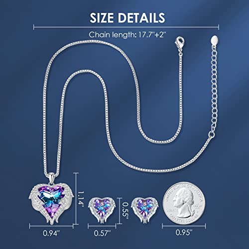 image for CDE Jewelry Set for Women, Angle Wing Heart Pendant Necklaces and Earr