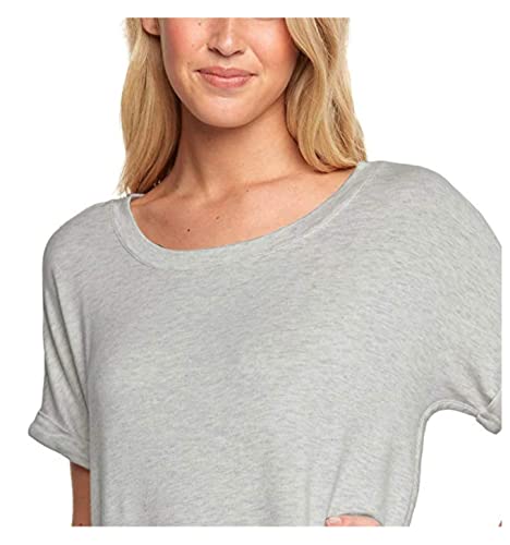 Matty M Women's Short Sleeve Rolled Cuff Tunic Top Shirt (Charcoal, Small) #TOP3