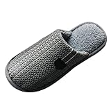 Zapatillas de Algodón Simple y Antideslizante para Hombres, Zapatillas de Interior Cálidas y Simples de Felpa, Primavera, Otoño e Invierno Zapato Hombre Verano Compensado, gris, 44 EU