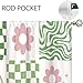 Oolygoo 70s Retro Cute Green Pink Flower Small Kitchen Curtains Checkered Groovy Window Treatment Funky Rod Pocket Cafe Short Window Curtains for Bathroom Dining Room Tier Treatment Drape 27.5x39 inch