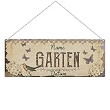 Gartenschild selbst gestalten - Garten seit - Metallschild personalisiert mit Name und Datum, Geschenk für Gärtner, Outdoorschild aus Aluminium | Wetterfest, 24x9 cm