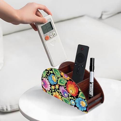 Image of Diamond Painting Storage Box, DIY 5D Floral Leaf Design Multi-Compartment Wooden Diamond Art Organizer for Makeup Brushes Pens TV AC Remotes Desktop Tabletop Decoration