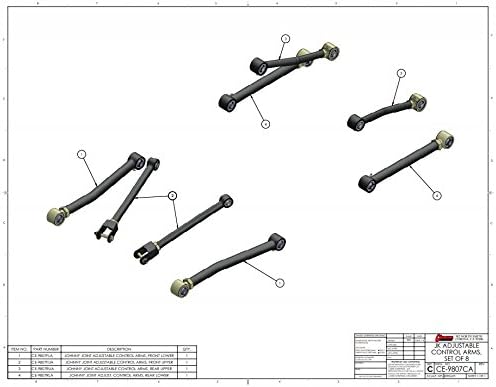 NEW ROCKJOCK JOHNNY JOINT CONTROL ARM SET,COMPATIBLE WITH 2007-2018 JEEP WRANGLER JK