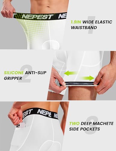 Image of Nepest Cycling Underwear for Men Bike Shorts 4D Padded Anti-Slip Leg Grips | Mountain Bike Liner with Padding, 4-Way Stretch, 2 Side Pockets, Moisture-Wicking, Breathable, Lightweight, Quick Dry, Biking