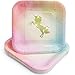 Praity Square Paper Unicorn Themed Plates Set: 16-Pack Waterproof Gold Foil Unicorn Party Supplies | Deluxe Party Plates from Thick Paper | Disposable Plates for Birthday, Kids' Party & More (7 Inch)