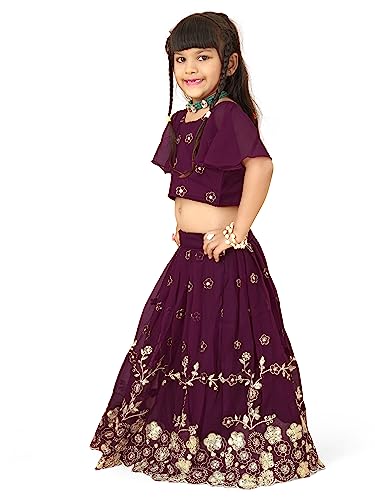 Image of Georgette Embroidered traditional Readymade Lehenga Choli For Kids Grils