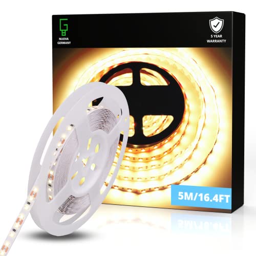 NUOVA GERMANY 10 Metri Striscia LED Bianca Calda 3000K SMD2835 120LED/m, 24V Dimmerabile Alta Luminosità, 14W/M, 140W, 13000Lumen Totali, Luce Nastro Luminoso, IP20 (10M Calda 3000K)