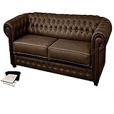 Sofas and More Chesterfield Style Venus Sofa Bed 3 Seater 2 Seater Black Cream Brown Red Faux Leather (2 Seater, Brown)