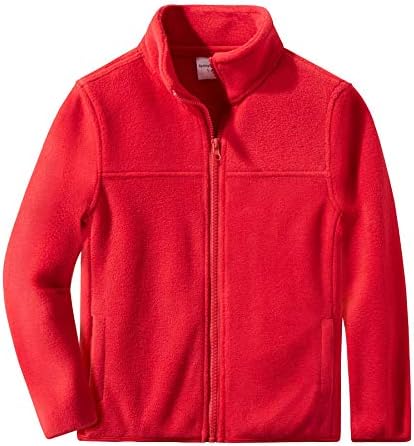 Spring&Gege Youth Solid Full-Zip Polar Fleece Jacket for Boys and Girls Size 9-10 Years Red
