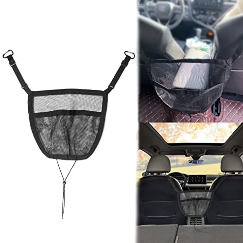 Car Storage Organizer Between Front Seats, Seat Back Net Bag, Net Pocket Handbag Holder, Barrier of Backseat Pet Kids, Driver Storage Netting Pouch, Automotive Consoles and Organizers, Black by KEVWR - Used condition - CA$15.89