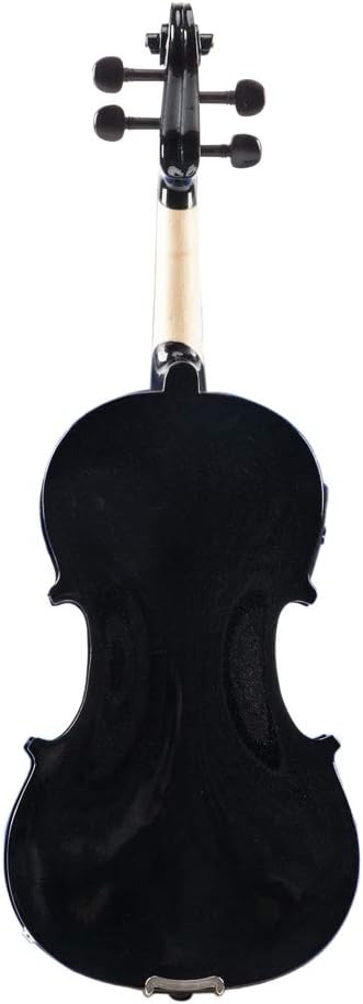 4/4 Solid Wood EQ Violin Case Bow Violin Strings Shoulder Rest Electronic Tuner Connecting Wire Cloth (Black)