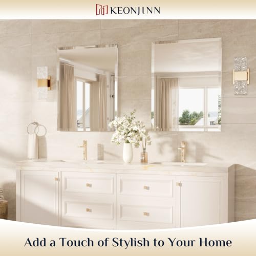 Keonjinn Frameless Bathroom Mirror 120x90cm, Wall Mounted Mirror With Bevelled Edge Design, Rectangular Vanity Mirror for Bathroom, Hallway, Living Room - Image 3