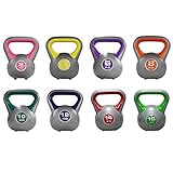 JLL® Coloured Vinyl Kettlebells 2kg-16kg (10kg), Home Gym, Training, Weight, Fitness, Available in sets. (Green, 10KG)