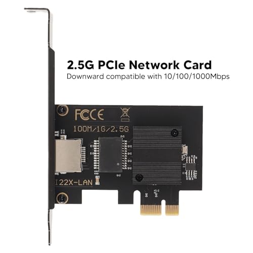 POCREATION 2.5G PCIe Network Card I226 V Chip 10/100/1000/2500Mbps RJ45 LAN Adapter con Disipador de Calor de Aleación de Aluminio para PC de Escritorio Gaming Server miniatura 3