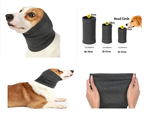 Image of Quiet Ears for Dogs Keep Calming Ear Hematoma Reusable, Anxiety Relief for Blow Drying, Grooming, Thunder & Fireworks Blue+Grey L