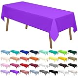 Paquete de 2 manteles de plástico color morado desechables de 54 x 108 pulgadas, manteles rectangulares de PEVA para picnic, cumpleaños, boda, banquete, fiestas, uso rectangular de 8 pies