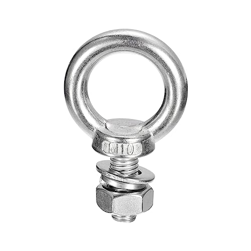 Image of uxcell Lifting Eye Bolt, 1 Set M10x25mm Eye Bolt with Nut Washer 304 Stainless Steel Shoulder Lifting Ring Eye Bolt for Hanging Item