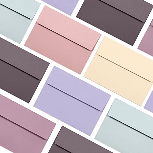 5x7 Envelopes for Invitations, 120-Pack A7 Envelopes for 5x7 Cards, Colored Invitation Envelopes, 6 Muted Pastel Colors, 5 1/4 x 7 1/4 Inches