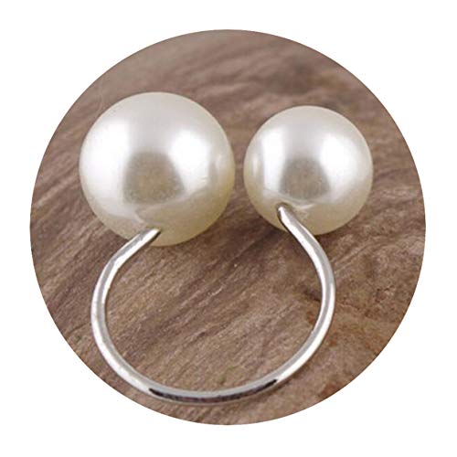 LALANG Women Creative U-Shaped Imitation Pearl Opening Adjustable Casual Finger Ring(Silver) LALANG Women Creative U-Shaped Imitation Pearl Opening Adjustable Casual Finger Ring(Silver)