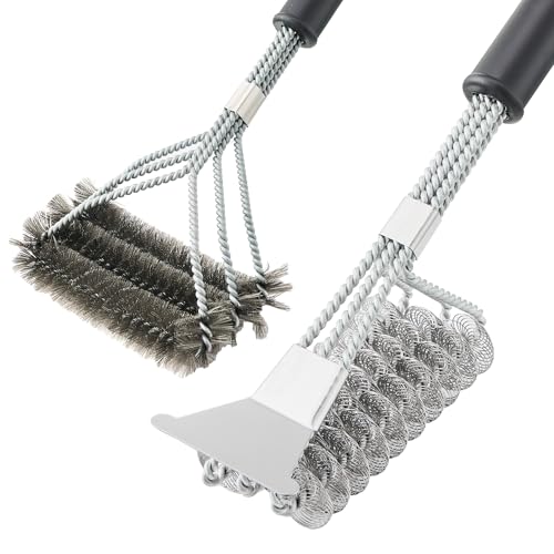 Anyoupin - BBQ Brush for Grill, Grill Brush with Scraper, Bristle Free BBQ Accessories for Gas, Charcoal, Smoker Grill - 2 Pack